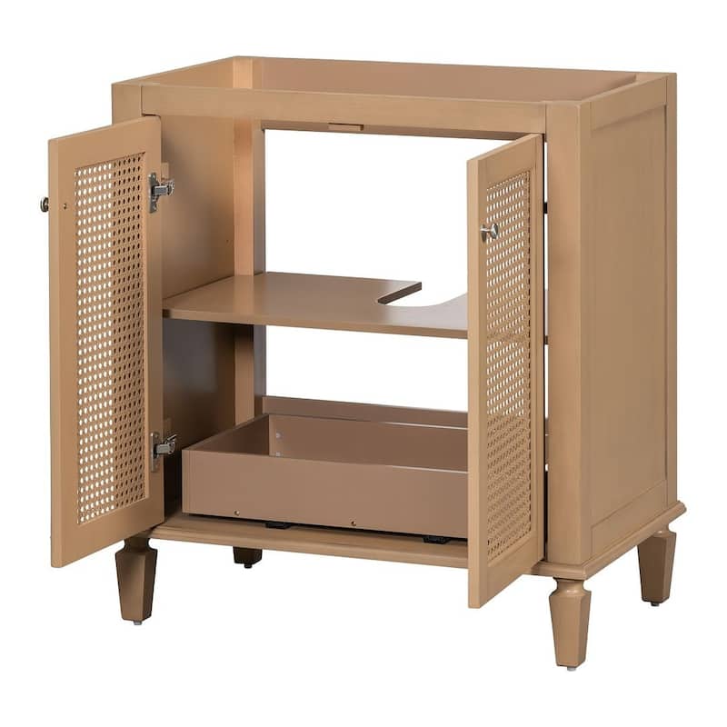 30" Wood Bathroom Vanity with Resin Sink with Hidden Drawer