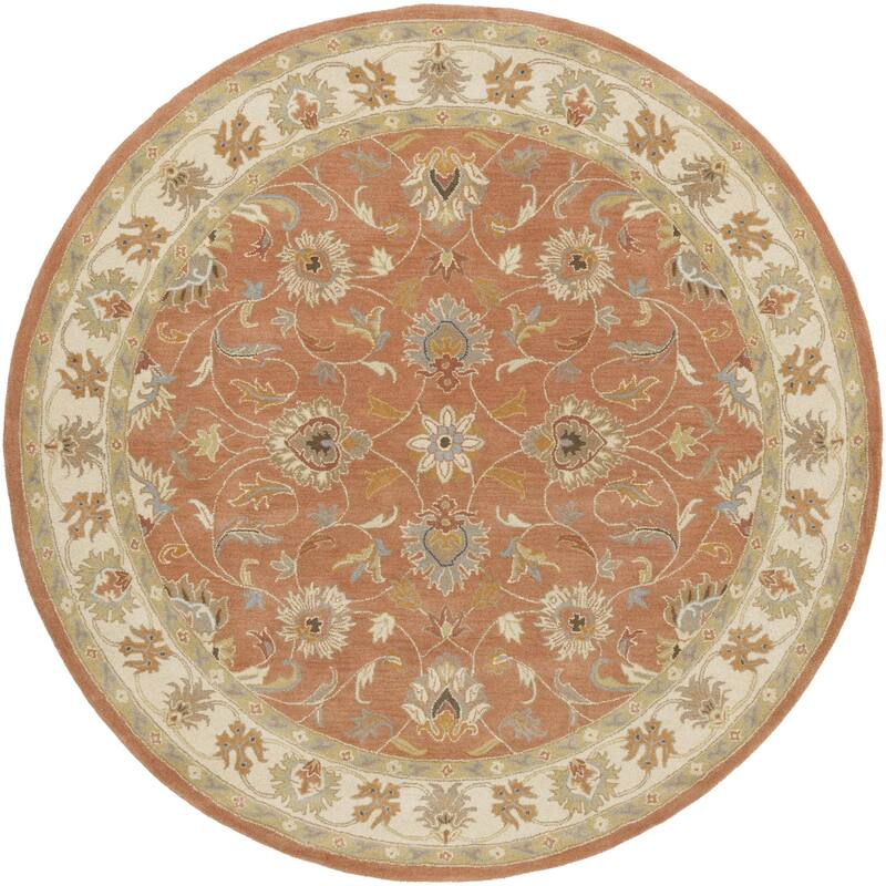 Livabliss Caesar Updated Traditional Border Area Rug. - 8' x 8' - Rust - Round