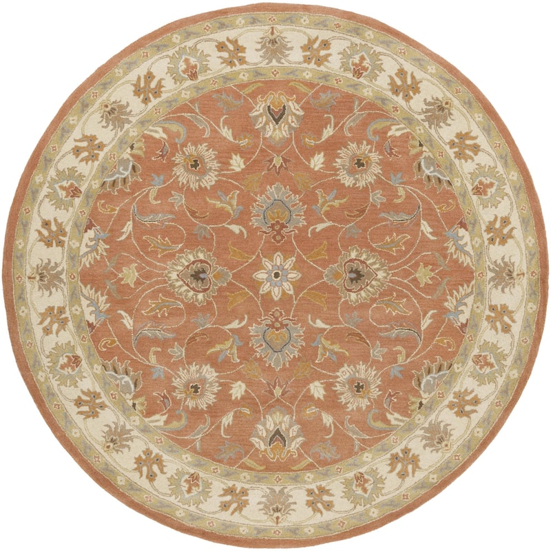 Livabliss Caesar Updated Traditional Border Area Rug. - 8' x 8' - Rust - Round
