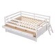 preview thumbnail 3 of 7, White Full Size Low Loft Bed with Full Safety Fence, Climbing Ladder, Storage Drawers and Trundle
