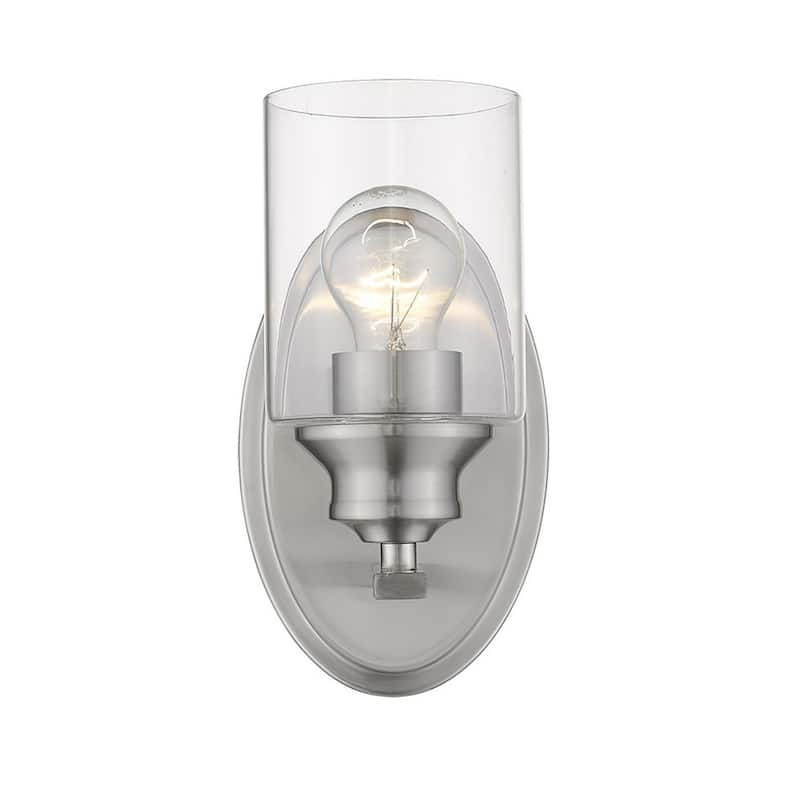 Modern Wall Sconce 1 Light with Clear Glass Shade and Steel Fixture Damp Rated Reversible Mounting - 9.25" H x 5" W x 5.75" D