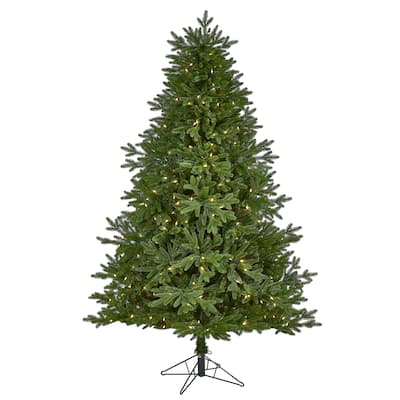 7ft. Fir Real Touch Artificial Christmas Tree with 400 Warm White Multifunction LED Lights - Realistic Holiday X-Mas Tree