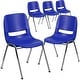 preview thumbnail 5 of 33, 5 Pack 440 lb. Capacity Kid's Ergonomic Shell Stack Chair - 19.25"D x 15.25"W x 24.5"H Navy Plastic/Chrome Frame