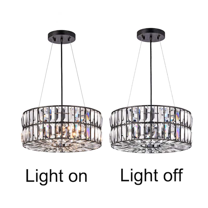 Justina 3-Light Antique Black Crystal Glass Prism Pendant Chandelier