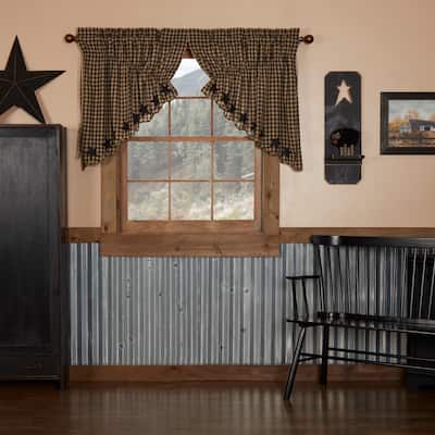 Primitive Kitchen Curtains VHC Star Prairie Swag Star Appliqued - Prairie Swag 36x36x18