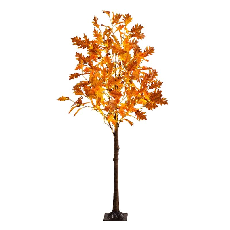 Pre-Lit Maple Autumn Artificial Fall Tree - 5' - Warm White LED Lights