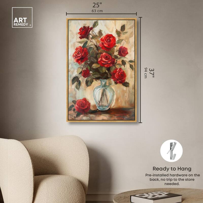 Ruby Roses in Riad Glass Canvas by Art Remedy