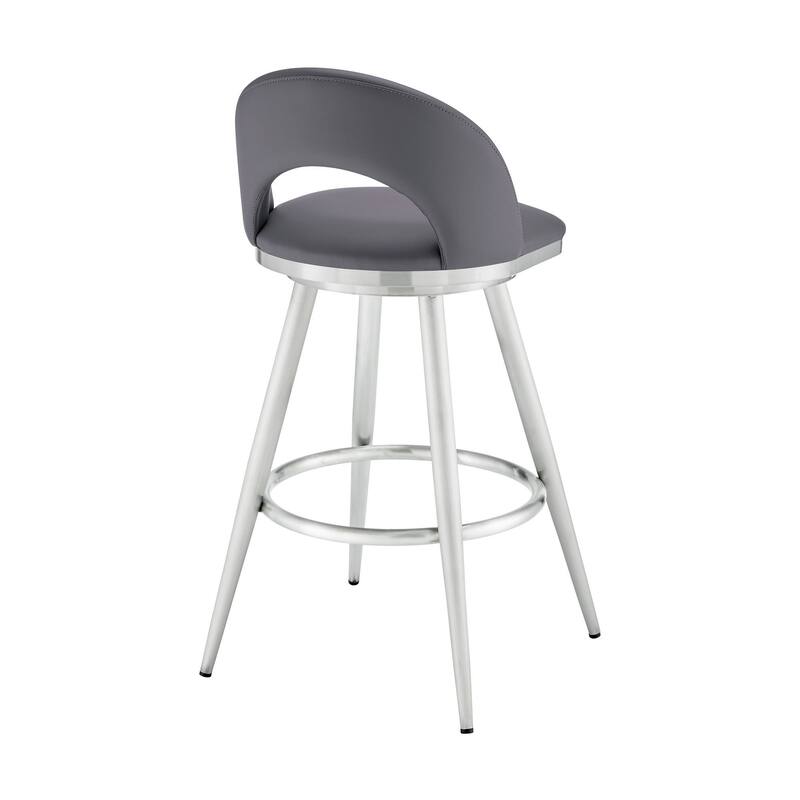 Charlotte Faux Leather and Metal Swivel Counter or Bar Stool