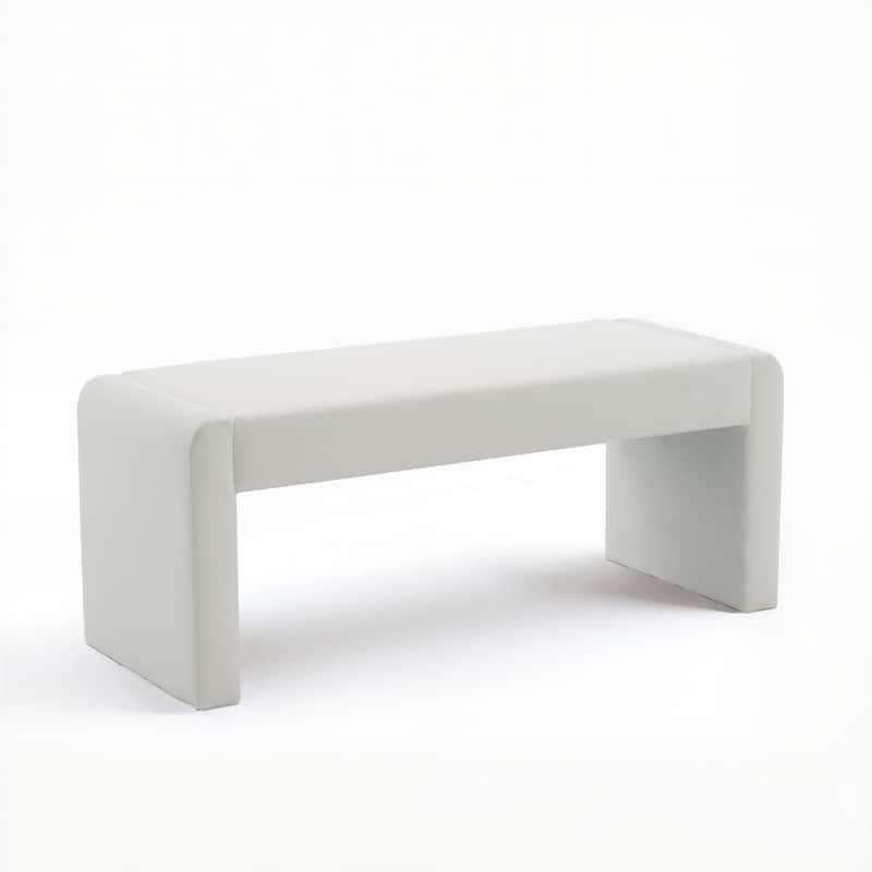 Velvet/Faux Leather Entryway Bench End of Bed Bench Upholstered Modern Window Bench for Dining Room/Bedroom - Velvet-Ivory