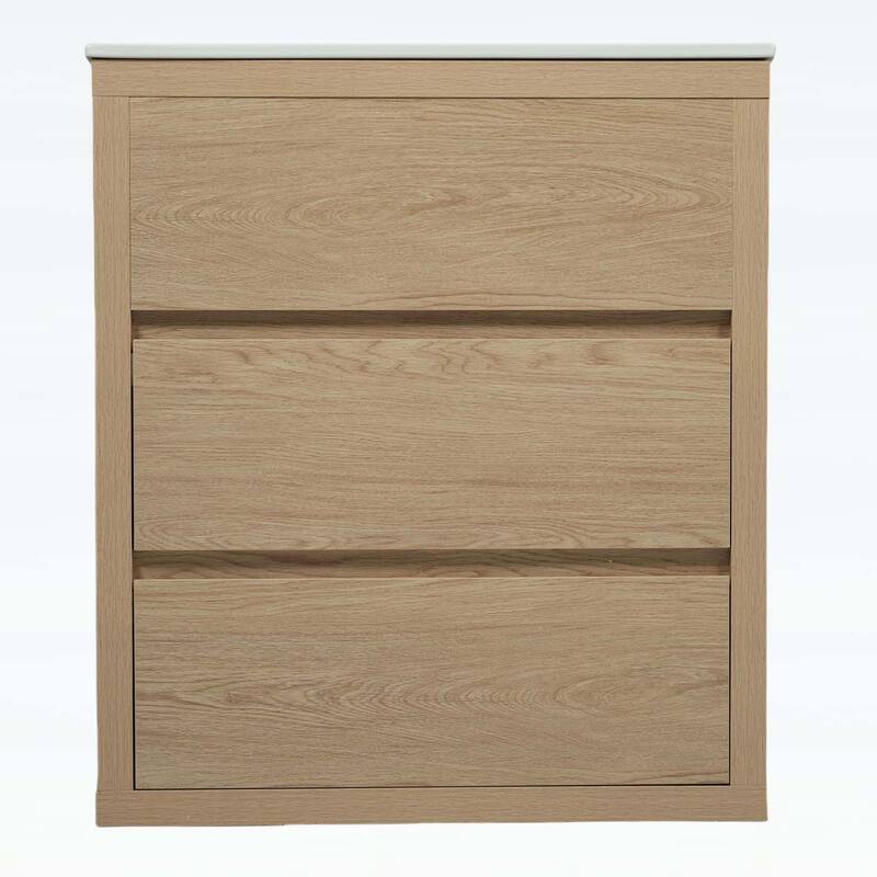 30 Inch Freestanding Bathroom Vanity with Ceramic Sink,2 Full-Extension Drawers