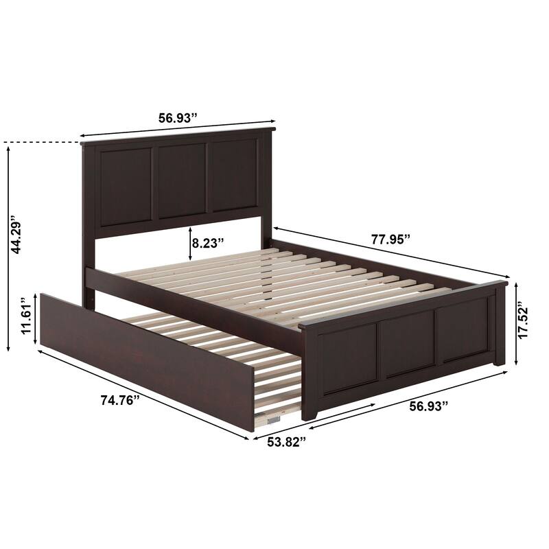 AFI Madison Full Size Platform Bed with Matching Footboard & Full Trundle