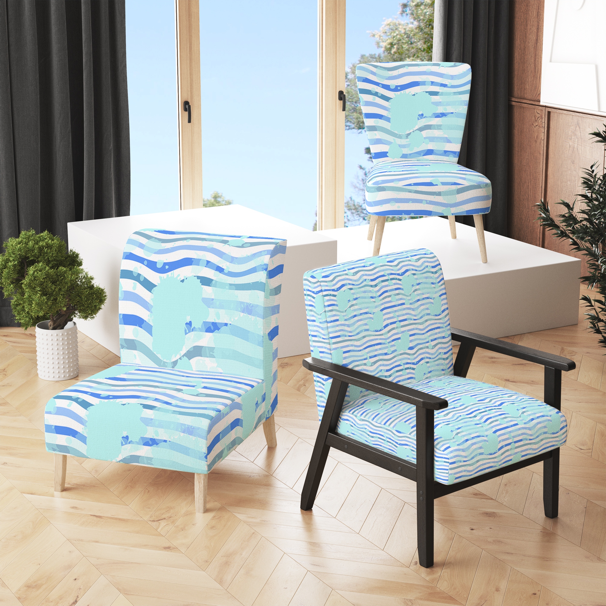 Accent chair teal discount pattern
