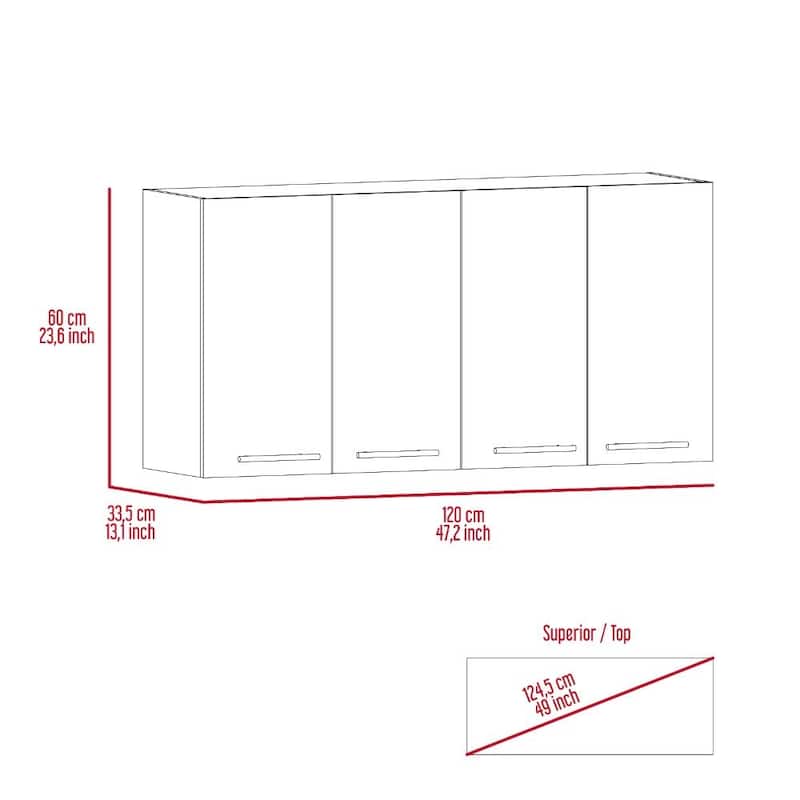 Willow 4-Shelf 6-Door 2-piece Kitchen Set, Kitchen Island and Upper Wall Cabinet White and Light Oak