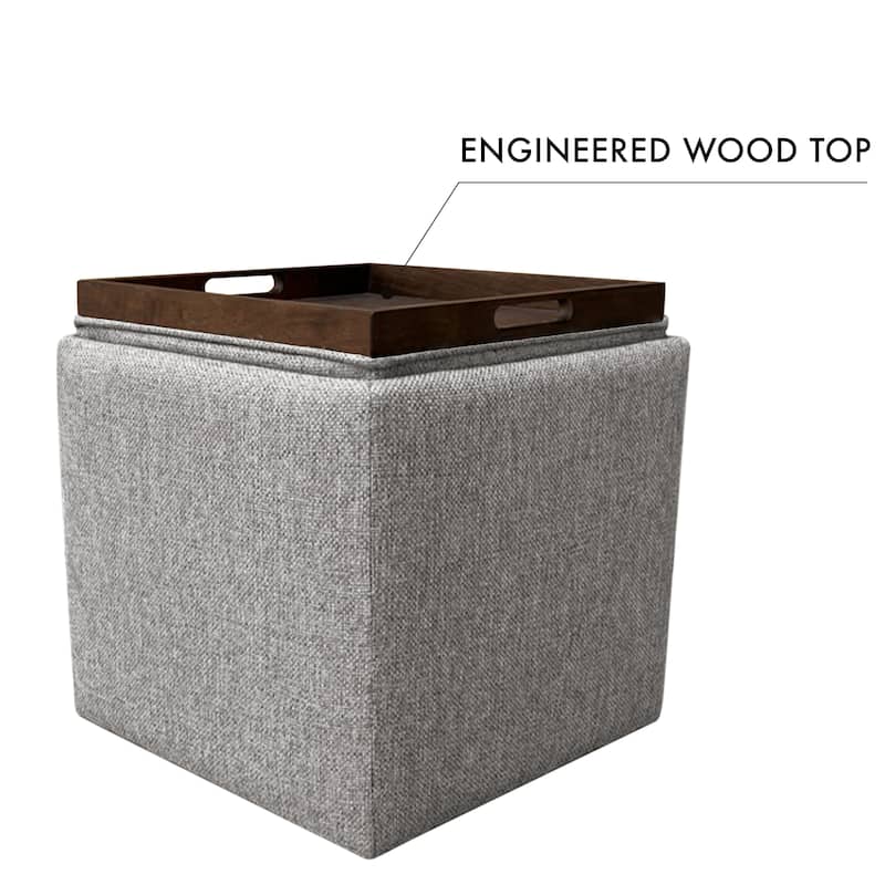 HomePop Storage Ottoman with Tray Top
