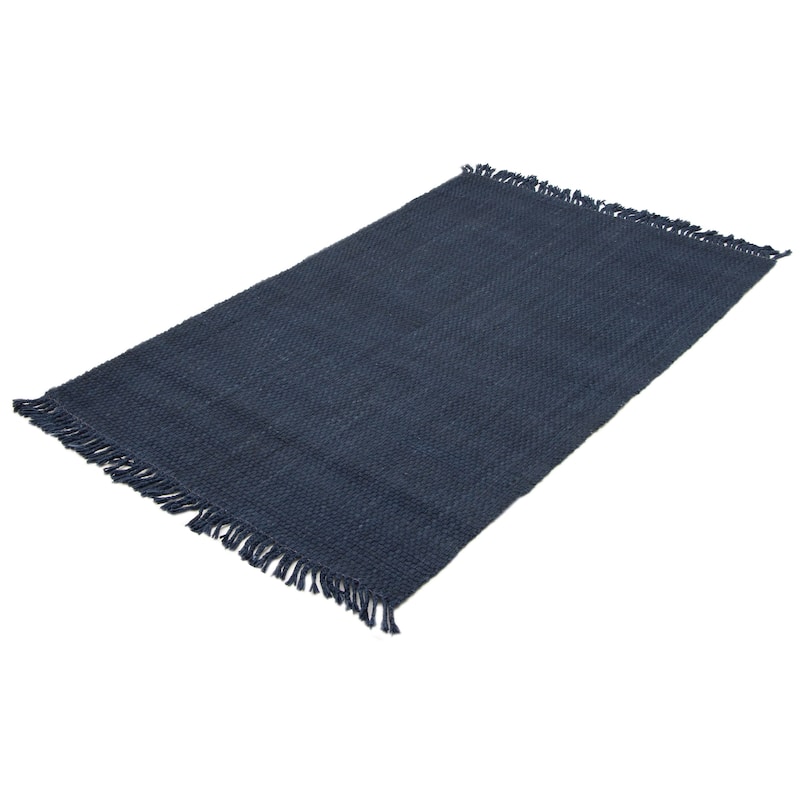 ECARPETGALLERY Braid weave Sienna Navy Wool Rug - 4'11 x 7'10