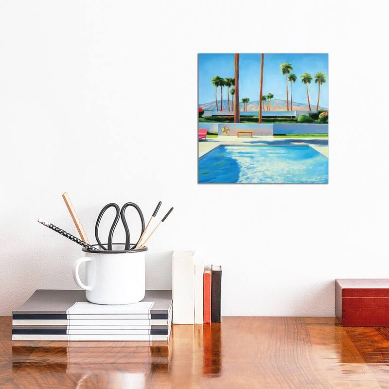 iCanvas "Palm Springs Pool" by Ieva Baklane Canvas Print - 12x12x1.5