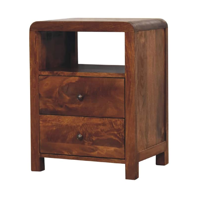 HomeRoots 24" Chestnut Solid Wood Two Drawer Nightstand