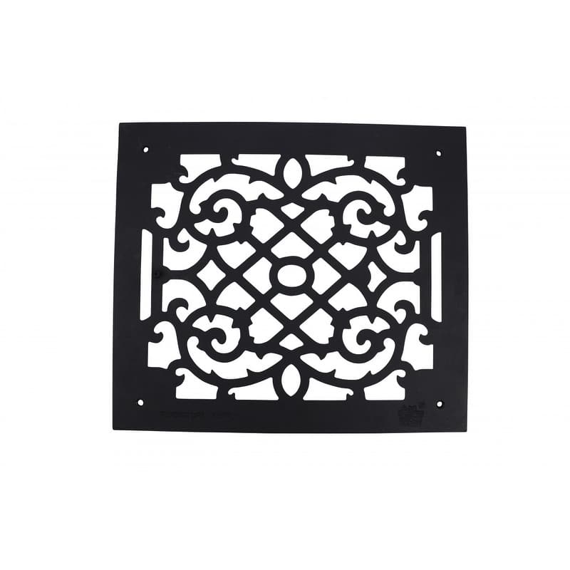 Black Air Vent Cover Grille Floor Heat Vent Register Grille Aluminum Rose Thorne Design 13.8" H x 15.8" W Renovators Supply