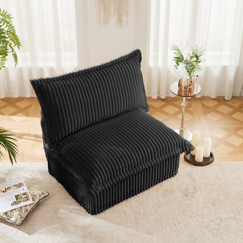 Armless Accent Chair Corduroy Upholstered Single Sofa Chair with Removable, Cover Living Room Reading Chair