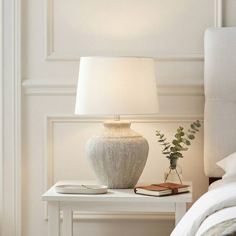 Acroma Rustic Table Lamp with Fabric Shade (Set of 2) - Set of 2