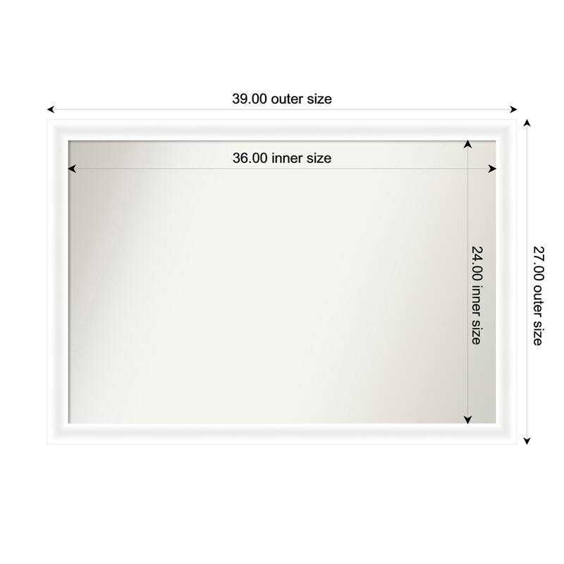 Oliver Narrow Non-Beveled Wood Framed Wall Mirror - 39 x 27 in - Oliver White Narrow