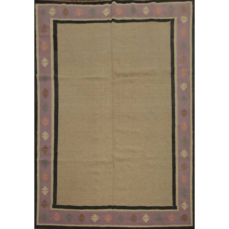 Hand Woven Oriental 100% Wool Carpet Southwestern Tribal Brown Kilim Area Rug - 10' 0'' X 8' 2''