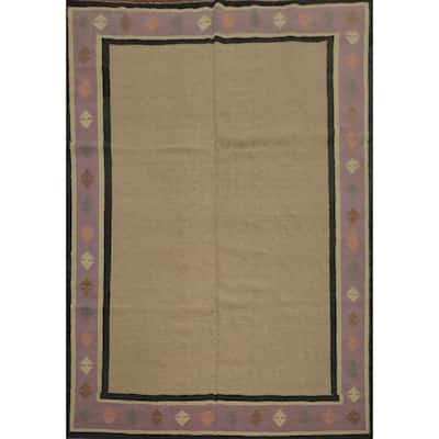 Hand Woven Oriental 100% Wool Carpet Southwestern Tribal Brown Kilim Area Rug - 10' 0'' X 8' 2''