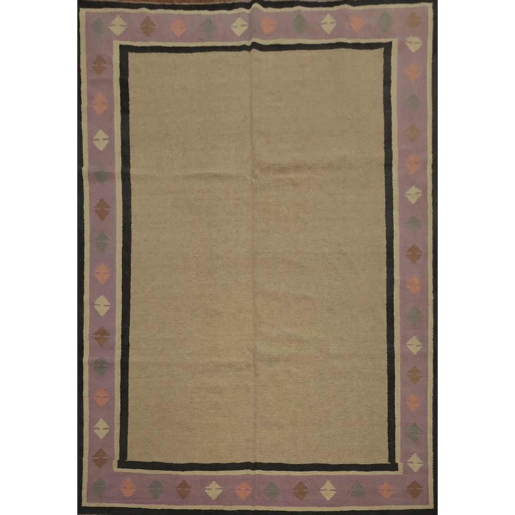 Hand Woven Oriental 100% Wool Carpet Southwestern Tribal Brown Kilim Area Rug - 10' 0'' X 8' 2''