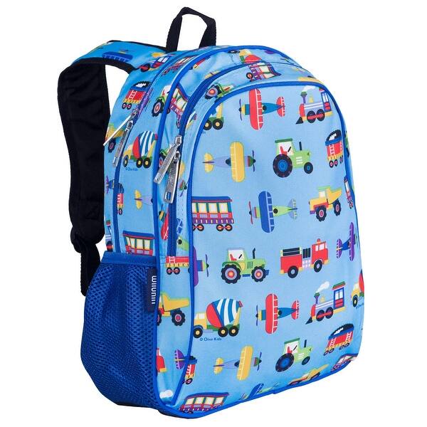 slide 2 of 14, 15-inch Kids Backpack - Durable, Padded, Adjustable for School & Travel - Trains, Planes, and Trucks Trains, Planes, and Trucks
