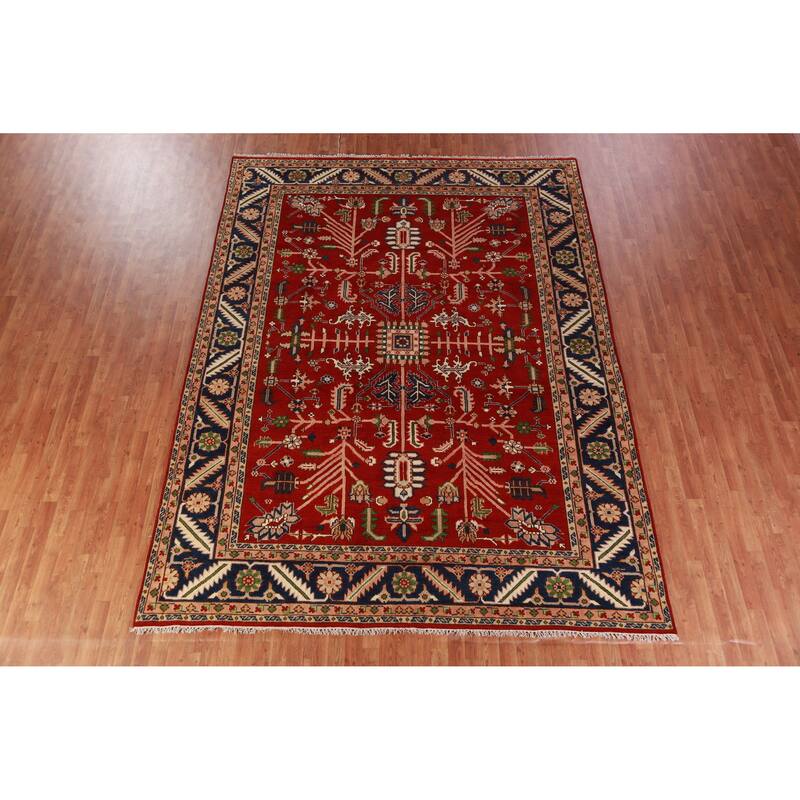 Hand Knotted Oriental 100% Wool Carpet Traditional Geometric Red Heriz (serapi) Area Rug - 11' 9'' X 8' 10''