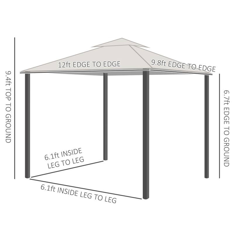 10'x12' Outdoor Gazebo with Netting, Double Roof Canopy, Metal Frame for Garden, Lawn, Backyard