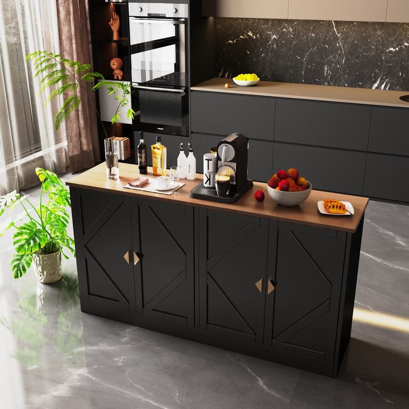 Modern 59" Sideboard, Rectangular Buffet Table with Adjustable Shelves