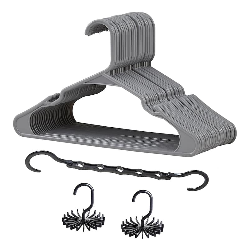 Javlergo 25/50 Pack Plastic Hanger, Space Saving Sturdy Heavy Duty Clothing Notched Hangers