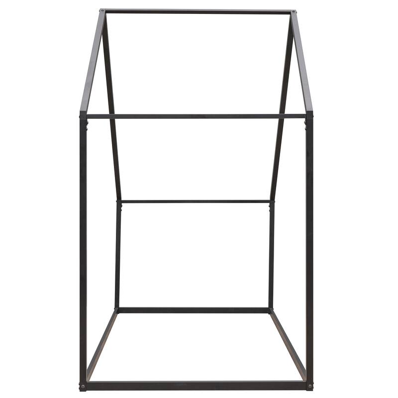 Twin Metal House Bed Frame, Semi-Enclosed Sleeping Space, Easy Assembly