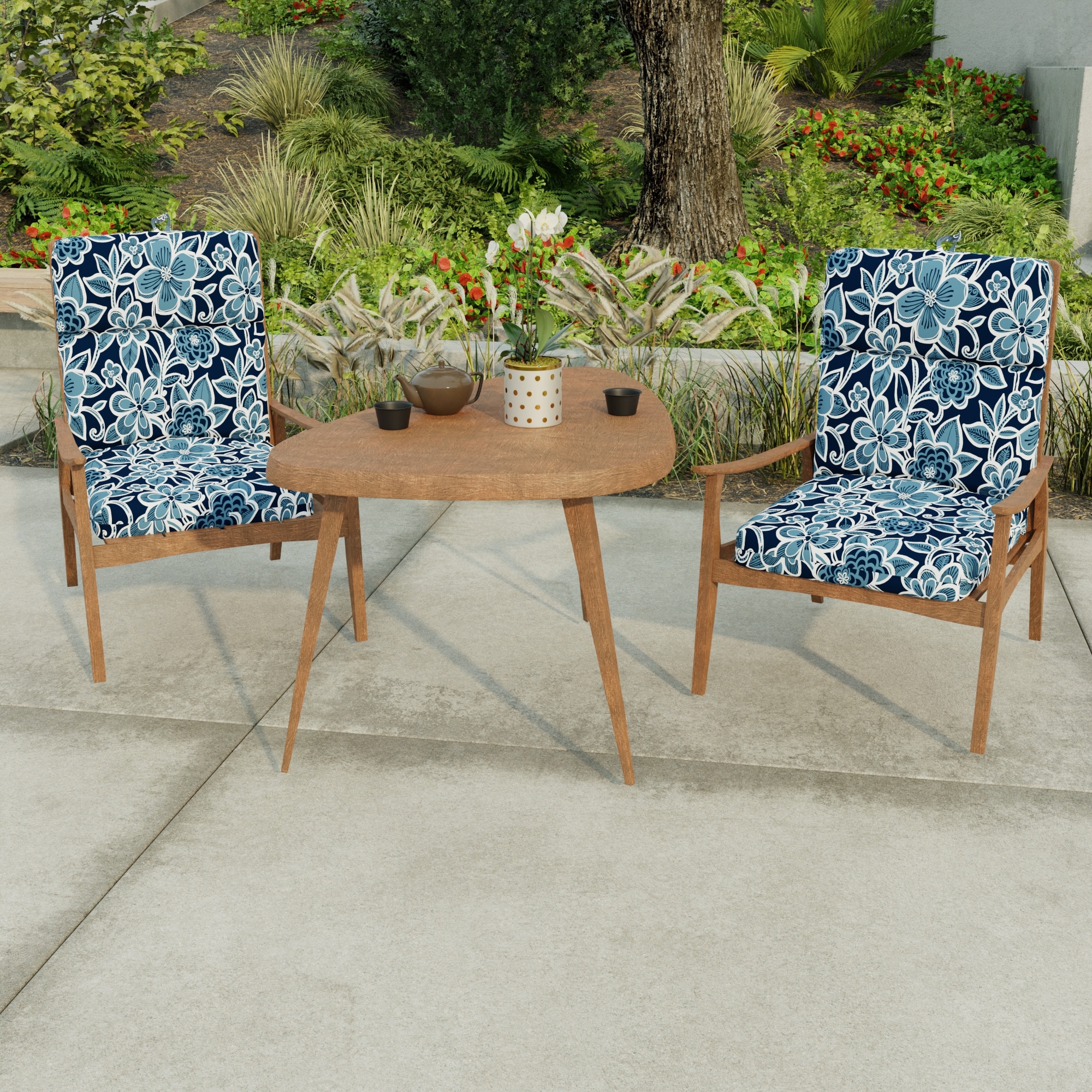 22" x 44" Outdoor Chair Cushion with Ties and Loop - 44'' L x 22'' W x 4'' H