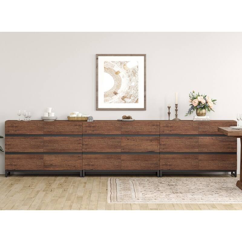 WAMPAT Modern Buffet Sideboards, Sideboard Buffet Cabinet with 6 Drawers , Coffee Bar Storage Cabinet for Kitchen