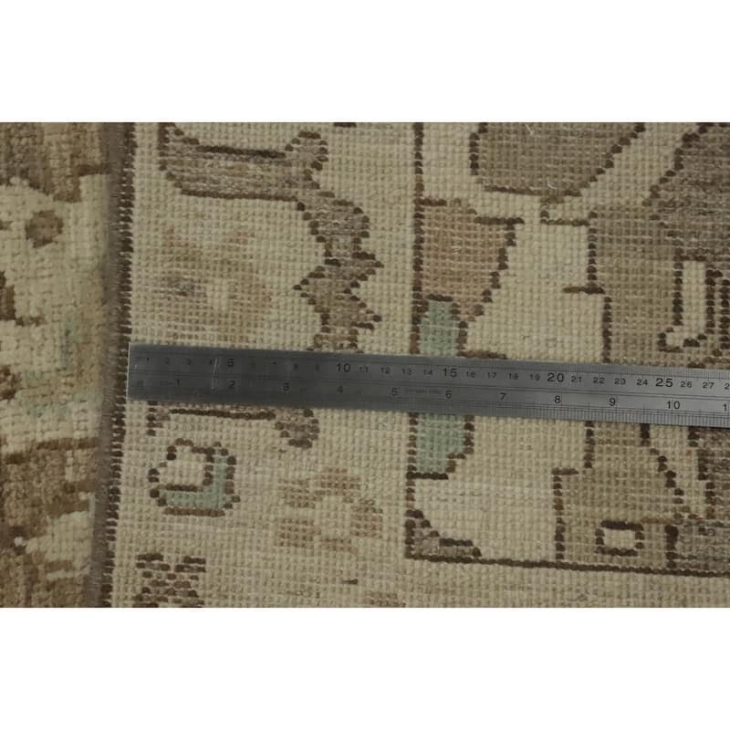 Hand Knotted Oriental 100% Wool Carpet Transitional All-Over Brown Oushak Area Rug - 10' 0'' X 7' 9''