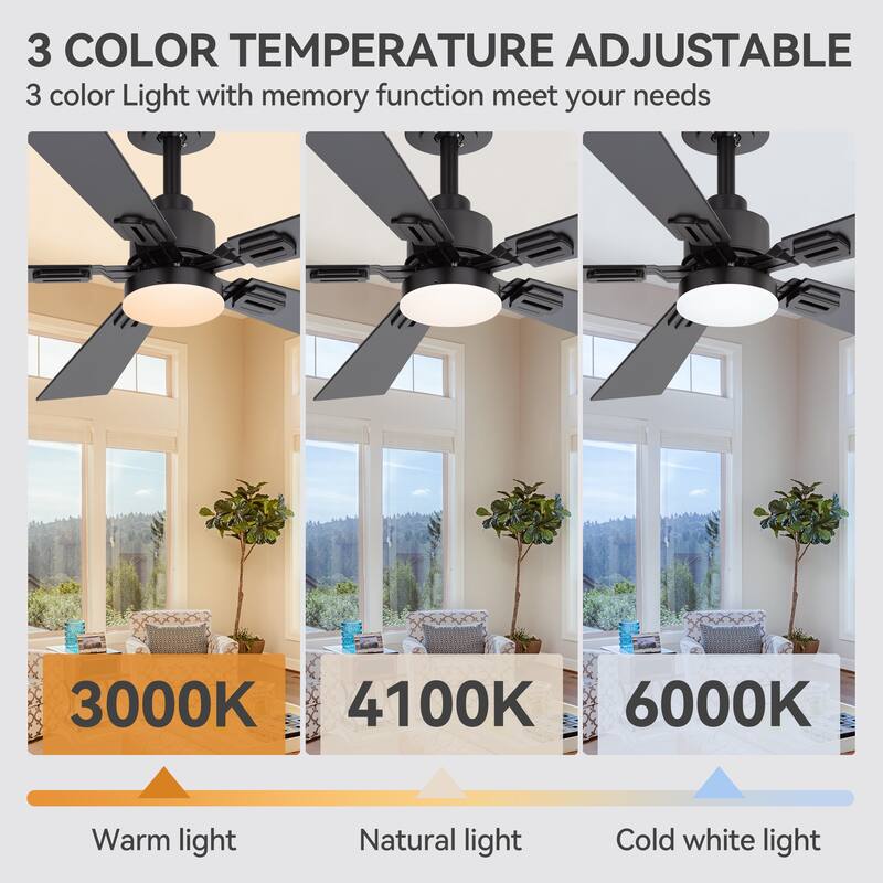 2 Set 42" Reversible 5-Blade Integrated LED Ceiling Fan with Light and Remote