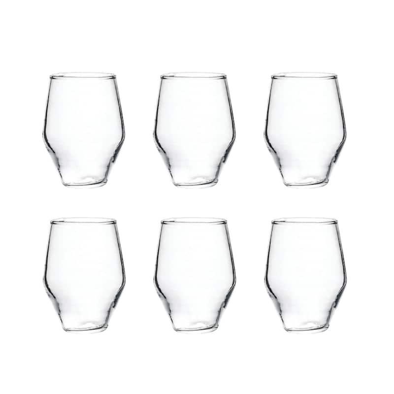 Drinking Glasses - 3.3"L x 3.3"W x 4.3"H - Clear - 6 Piece - 3.3"L x 3.3"W x 4.3"H