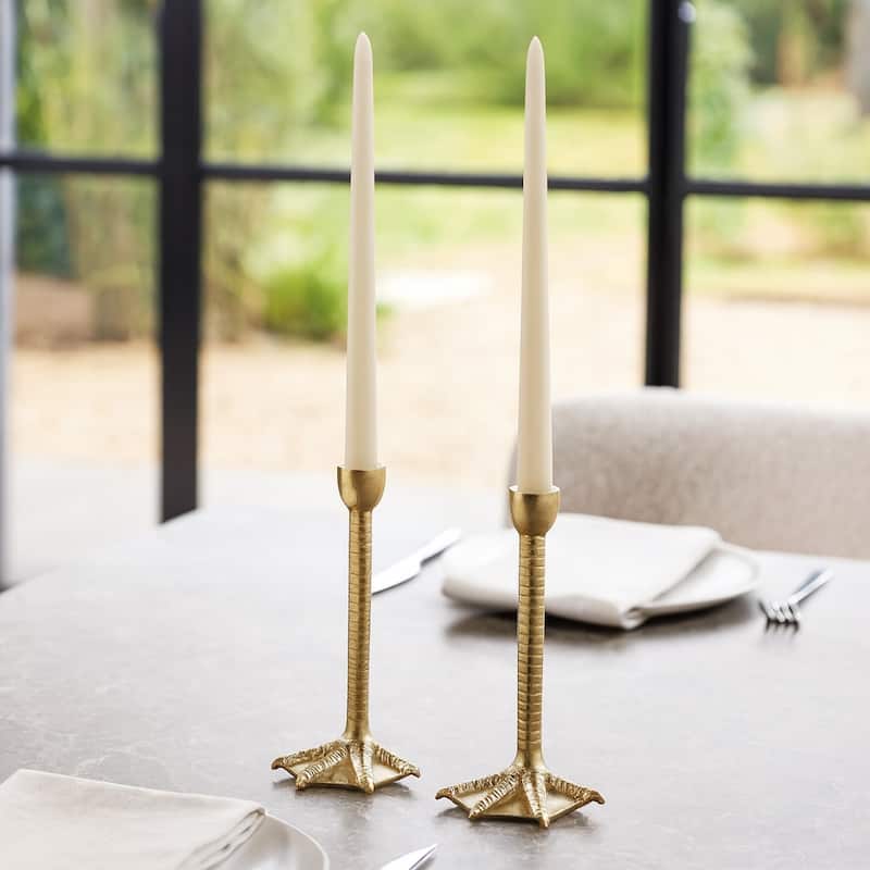 Metal Bird Legs Taper Candle Holders Set of 2 - Gold - 9.0" - Gold/ Metallic - 9.0"