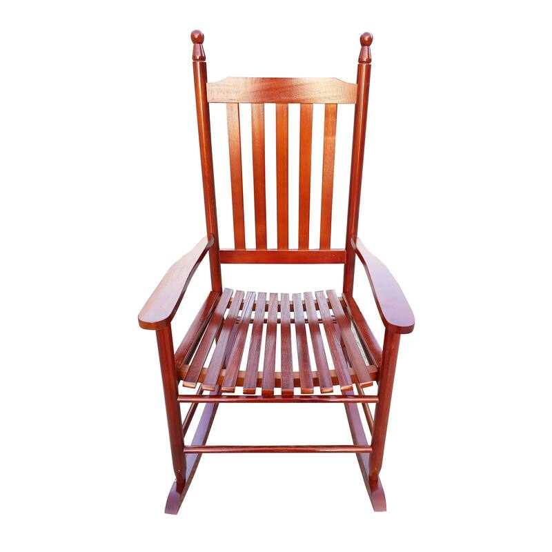 Wooden Porch Rocker Chair with Comfortable Backrest Inclination,Solid Fir Wood,for Backyard, Porch and Patio