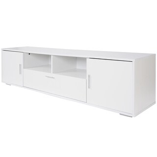 LED TV Stand Modern White Entertainment Center with Drawers and Storage ...