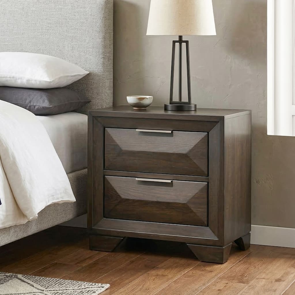 Furniture of America Uppon Transitional Espresso Wood 2-Drawer Nightstand