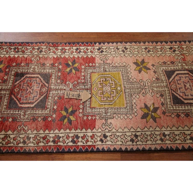 Gharajeh Persian Vintage Runner Rug Hand-knotted Wool Carpet - 2'10"x 10'6"