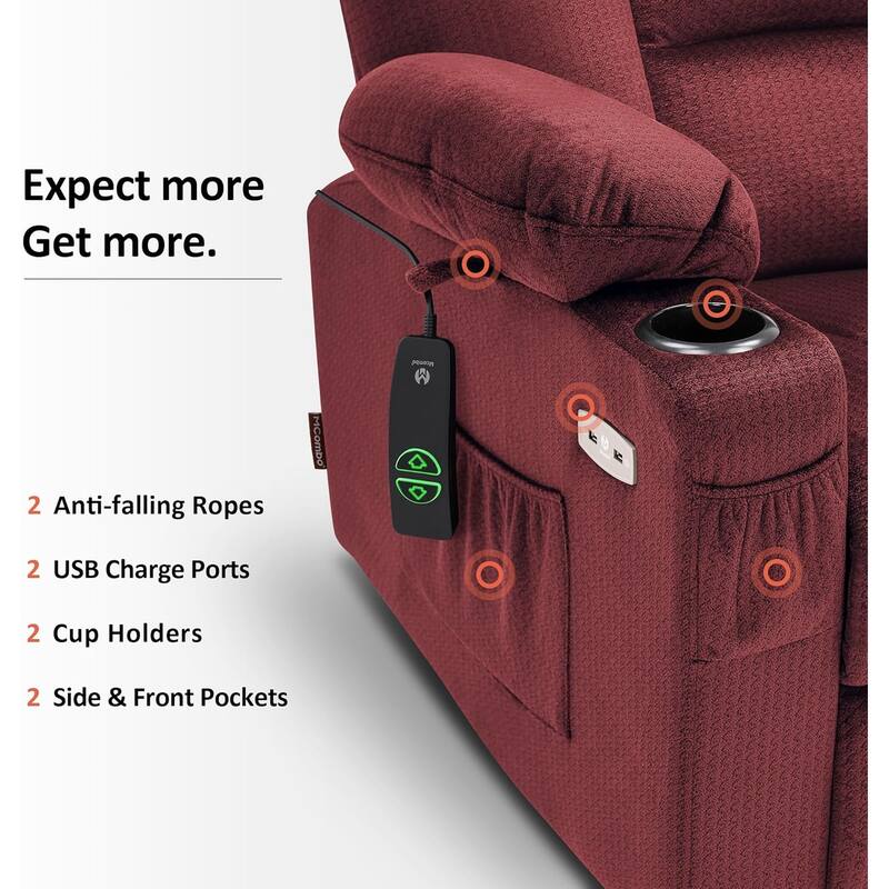 MCombo Large Electric Power Lift Recliner Chair with Massage and Heat for Elderly, Fabric 7549