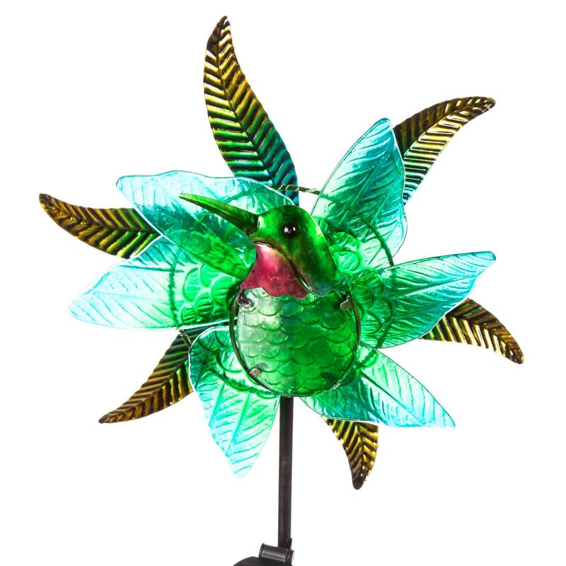 48 in. H Solar Staked Wind Spinner, Glass Hummingbird