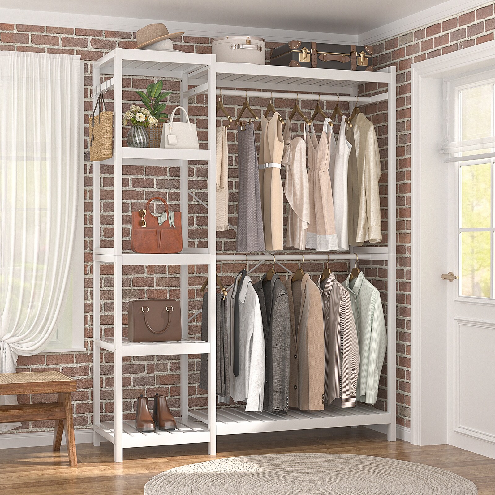 Homykic Bamboo Clothes Rack Garment Rack For Hanging Oman