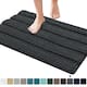Subrtex Non-slip Bathroom Rug Chenille Soft Striped Plush Bath Mat - 20"x32" - Grey