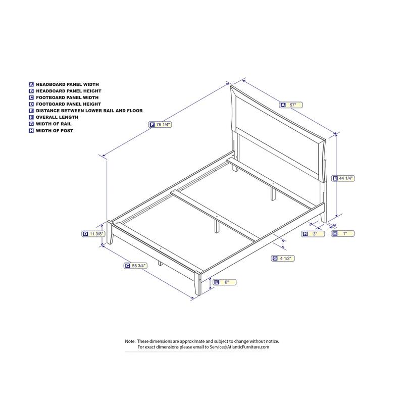 Mountain Full Bed - Traditional Style, Modern Design, Solid Wood Frame - 76.25"L x 57"W