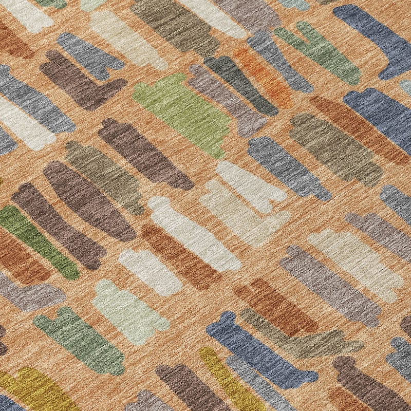 Machine Washable Indoor/ Outdoor Modern Mosaic Chantille Rug